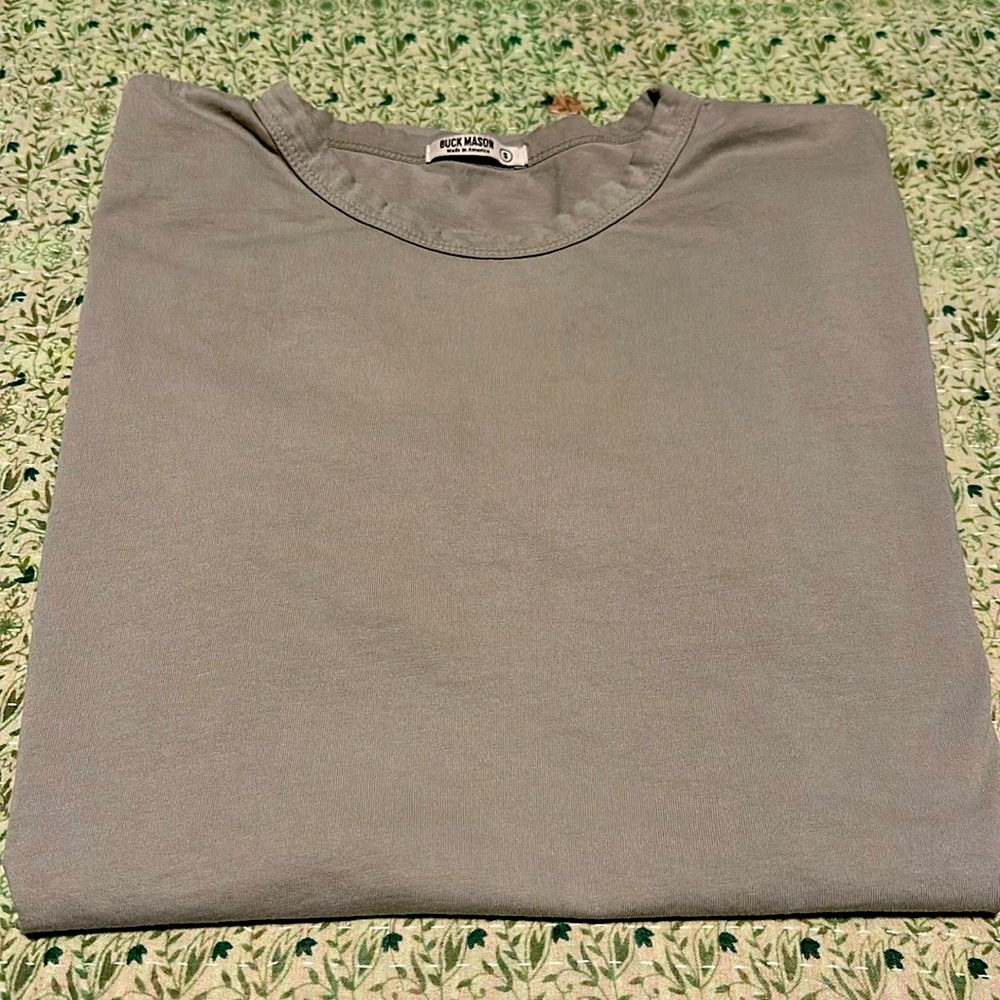 Buck Mason Small Short Sleeve Gray 100% Cotton Shirt